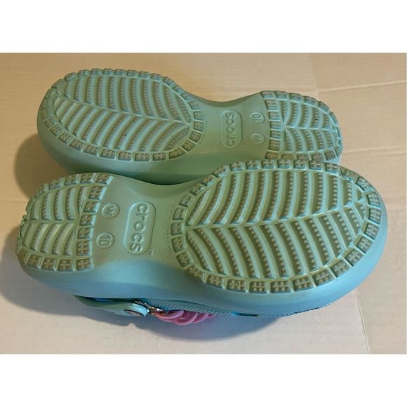 Crocs shoes Platform shoes Crocs Teal w/ charms sz 10 - Picture 7 of 7